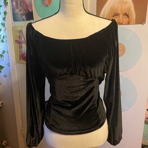 XL Pinup Couture Velvet Off-Shoulder Peasant Top, EUC